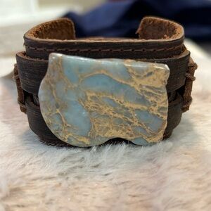 Aqua terra lab leather cuff bracelet-The Jewelry Junkie